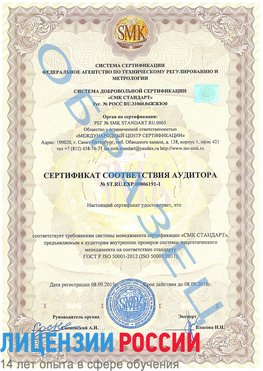 Образец сертификата соответствия аудитора №ST.RU.EXP.00006191-1 Сыктывкар Сертификат ISO 50001